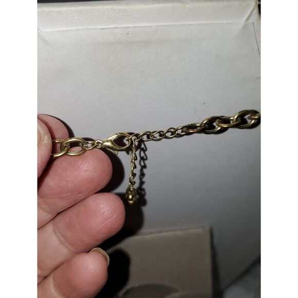 A Victorian Inspired Necklace Rhinestone Brassy Chunky Granny Core Whimsical - Picture 10 of 11